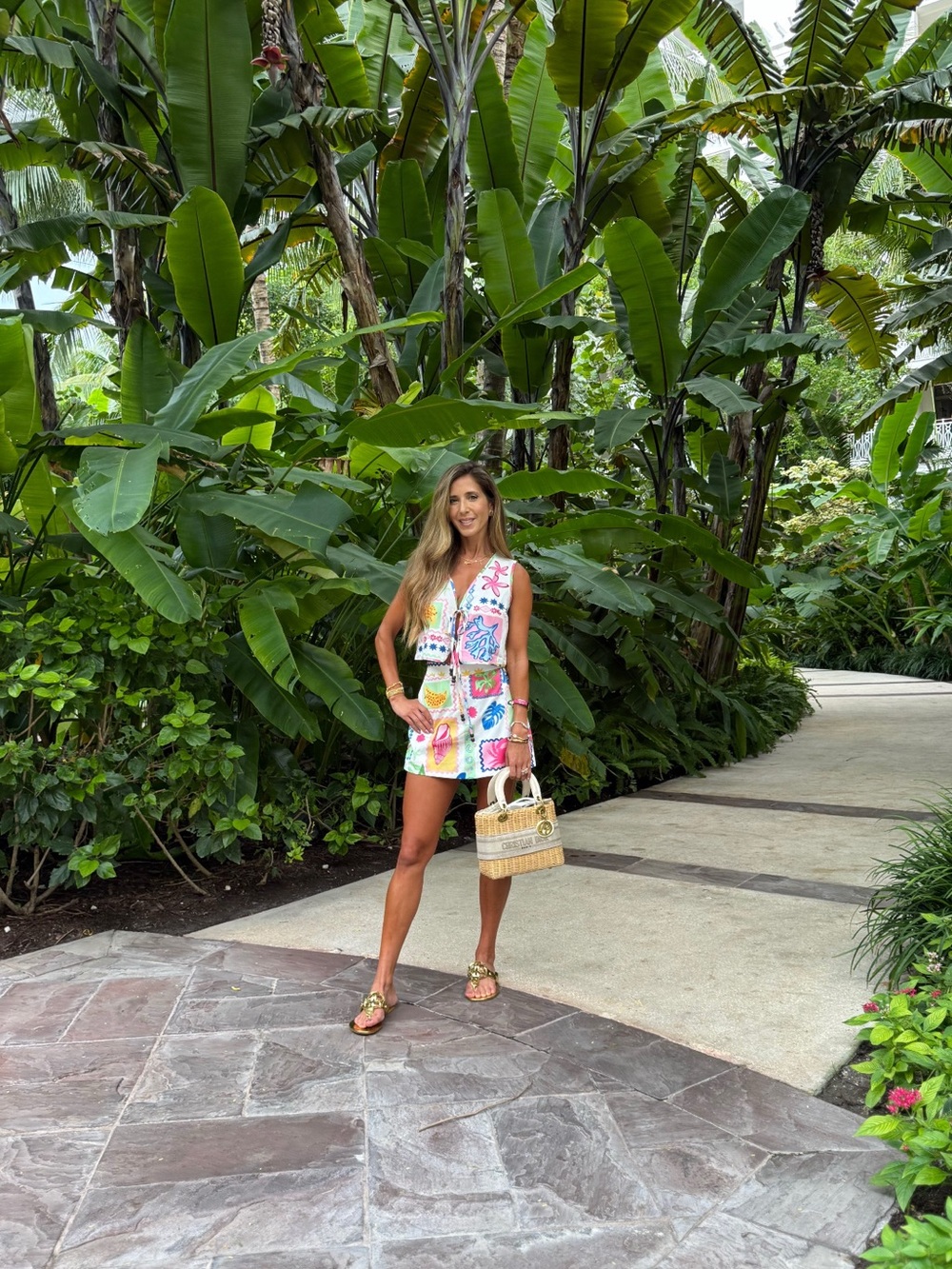 White Multicolor Vacay Skort & Top Set - Picture 4 of 4